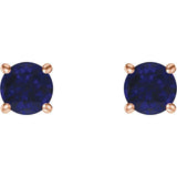 14K Rose Gold 5 mm Natural Blue Sapphire Earrings