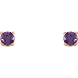 14K Rose Gold 2.5 mm Natural Amethyst Earrings
