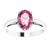 14K White Natural Pink Tourmaline Ring