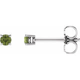 14K White 2.5 mm Natural Peridot Earrings