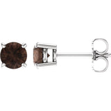 14K White Gold 5 mm Natural Smoky Quartz Earrings