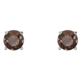 14K White Gold 5 mm Natural Smoky Quartz Earrings