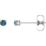 14K White 2.5 mm Natural Sky Blue Topaz Earrings