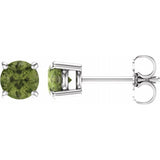 14K White Gold 5 mm Natural Peridot Earrings