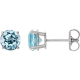 14K White Gold 4 mm Natural Sky Blue Topaz Earrings