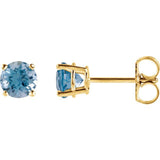 14K Yellow Gold 4 mm Natural Swiss Blue Topaz Earrings
