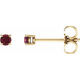 14K Yellow Gold 2.5 mm Natural Mozambique Garnet Earrings