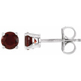 14K White Gold 4 mm Natural Mozambique Garnet Earrings