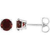 14K White 5 mm Natural Mozambique Garnet Earrings