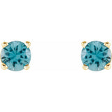 14K Yellow 4 mm Natural Blue Zircon Earrings
