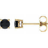 14K Yellow Gold 4 mm Natural Black Onyx Earrings