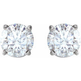 14K White 4 mm Natural White Sapphire Earrings