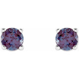 14K White 4 mm Lab-Grown Alexandrite Earrings