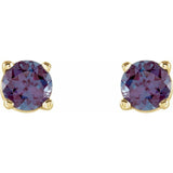 14K Yellow 4 mm Lab-Grown Alexandrite Earrings