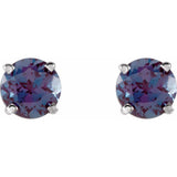 14K White 5 mm Lab-Grown Alexandrite Earrings