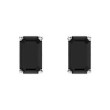 14K White Natural Black Onyx Earrings