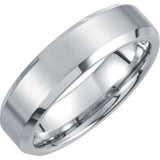 White Tungsten 6 mm Beveled-Edge Inlay Band Size 12.5