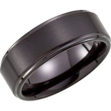 Black PVD Tungsten 8 mm Stepped-Edge Comfort-Fit Band Size 8