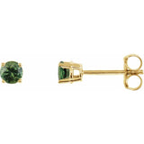 14K Yellow Gold 3 mm Natural Green Sapphire Earrings