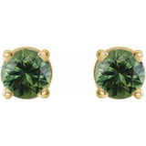 14K Yellow 3 mm Natural Green Sapphire Earrings