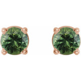 14K Rose 3 mm Natural Green Sapphire Earrings