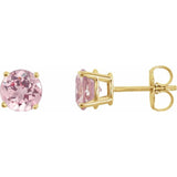 14K Yellow Gold 5 mm Natural Pink Morganite Earrings