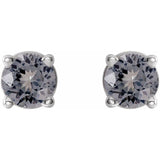14K White 3 mm Natural Gray Spinel Earrings