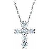 14K White 3/4 CTW Lab-Grown Diamond Cross 18" Necklace