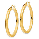 14k 3mm Polished Square Hoop Earrings