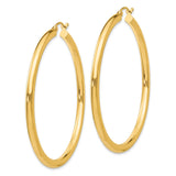 14K Polished 3mm Tube Hoop Earrings