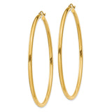 14K Polished 2.5mm Lightweight Tube Hoop Earrings