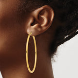 14K Polished 2.5mm Lightweight Tube Hoop Earrings