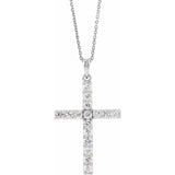 14K White 1/10 CTW Natural Diamond Cross 18