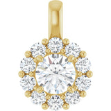 14K Yellow 1 CTW Lab-Grown Diamond Halo-Style Pendant