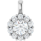 14K White 1 CTW Lab-Grown Diamond Halo-Style Pendant