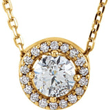 14K Yellow 1/5 CTW Lab-Grown Diamond Halo-Style 16" Necklace