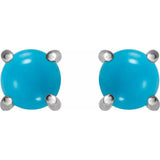 14K White 5 mm Natural Turquoise Earrings