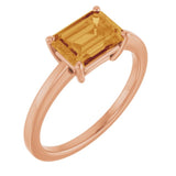 14K Rose Natural Citrine Ring