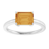 14K White Natural Citrine Ring