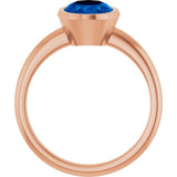 14K Rose Lab-Grown Blue Sapphire Ring