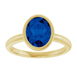 14K Yellow Lab-Grown Blue Sapphire Ring