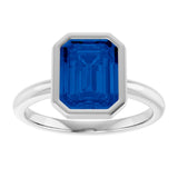 14K White Lab-Grown Blue Sapphire Ring