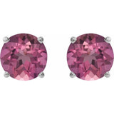 14K White Gold 6 mm Natural Pink Tourmaline Earrings