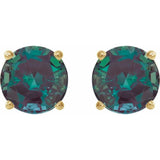 14K Yellow Gold 6 mm Lab-Grown Alexandrite Earrings