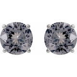 Platinum 6 mm Natural Gray Spinel Stud Earrings