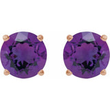 14K Rose 7 mm Natural Amethyst Stud Earrings