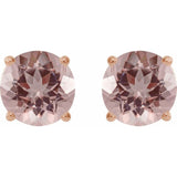 14K Rose 7 mm Natural Pink Morganite Stud Earrings