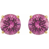14K Yellow 7 mm Lab-Grown Pink Sapphire Stud Earrings