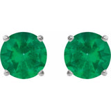 Platinum 7 mm Lab-Grown Emerald Stud Earrings