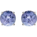 Sterling Silver 7 mm Natural Tanzanite Stud Earrings
